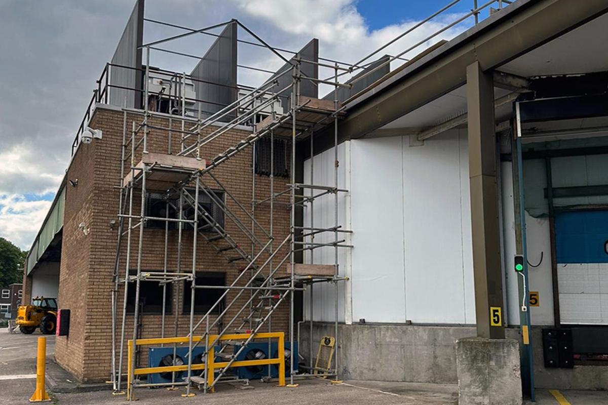 Exterior scaffolding to allow access for installation